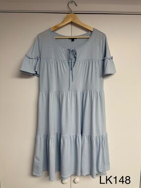 J.Crew Broken-In Jersey Tiered Mini Dress Gentle Sea Blue S